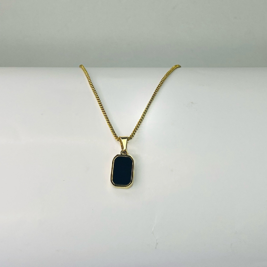 Black Stone Golden Unisex Pendant