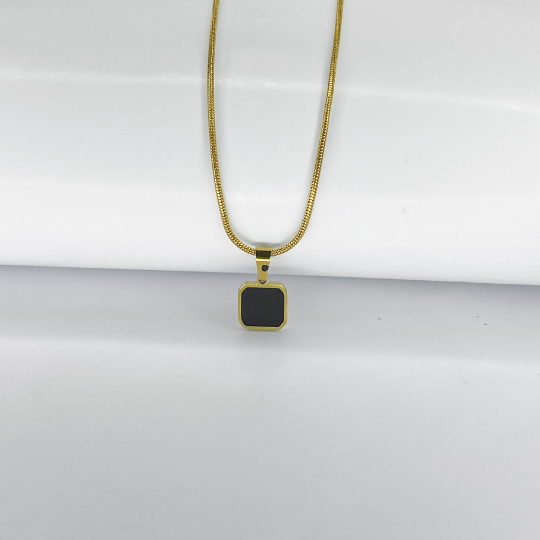 Black Stone Golden Unisex Pendant